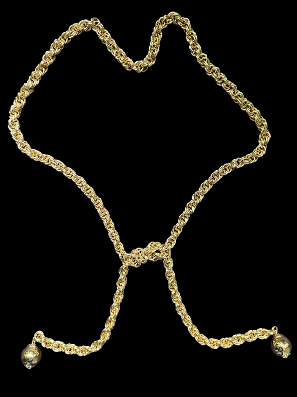 Vintage Lariat Gold Rope Necklace - Picture 4 of 16